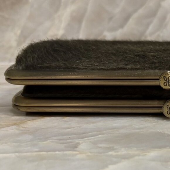 Hobo Lauren Leather & Calf Hair Clutch Wallet w/Dust Bag Brown Rare HTF - Picture 8 of 13